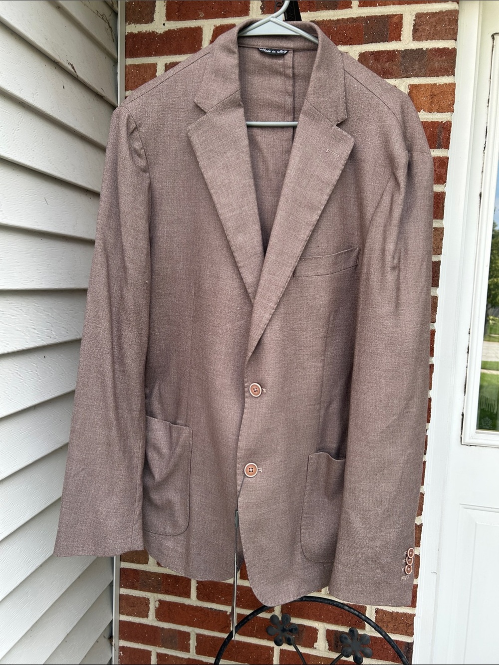 Men's Taupe Two-Button Sport Coat Blazer